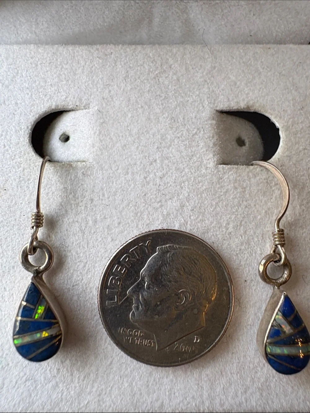 Amy Locaspino Zuni Blue Lapis and Fire Opal Dangle Earrings